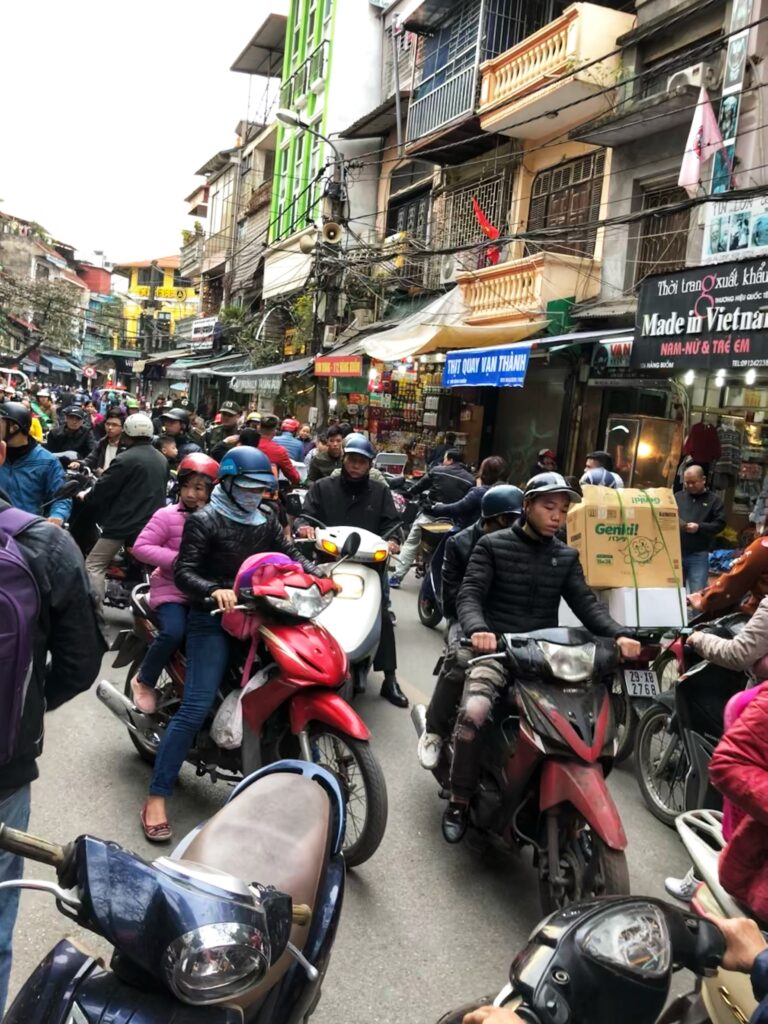Motorbike traffic in Hanoi, Vietnam