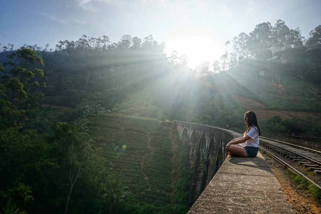 Sitting on the Nine Arch Bridge in beautiful Ella, Sri Lanka