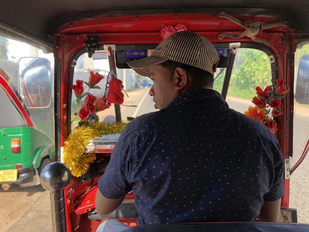 Riding in a tuk tuk in Sri Lanka