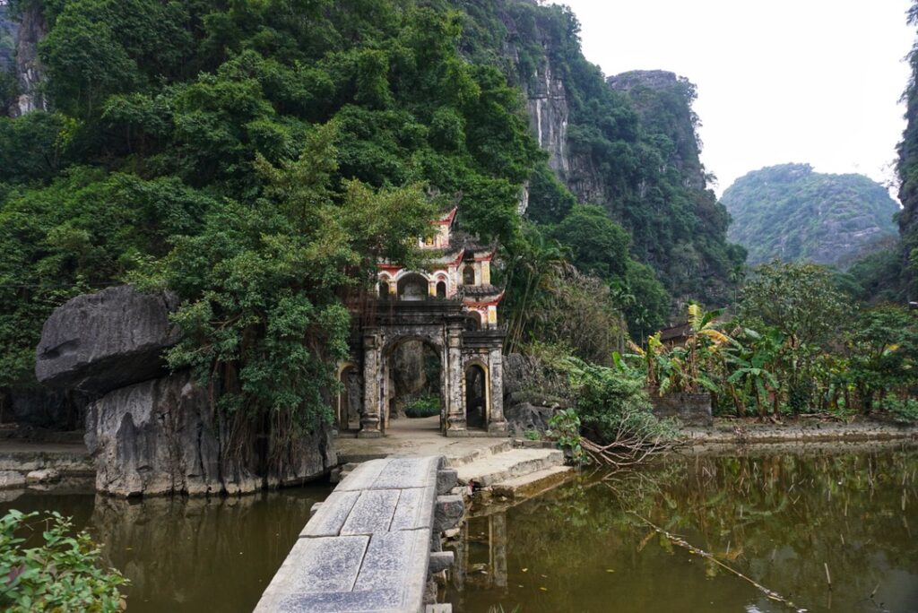 Bich Dong pagoda is an ancient mountainside temple in Ninh Binh, Vietnam