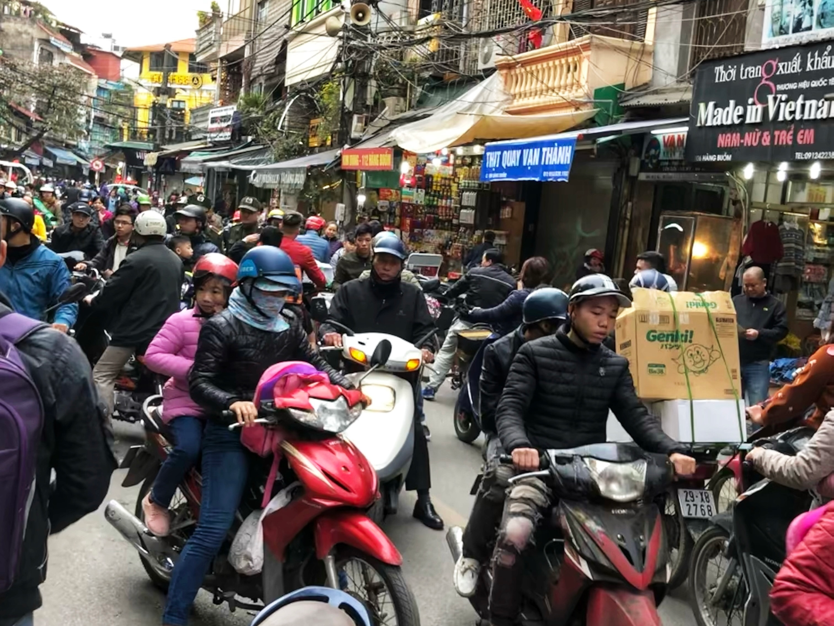 Motorbike traffic in Hanoi, Vietnam