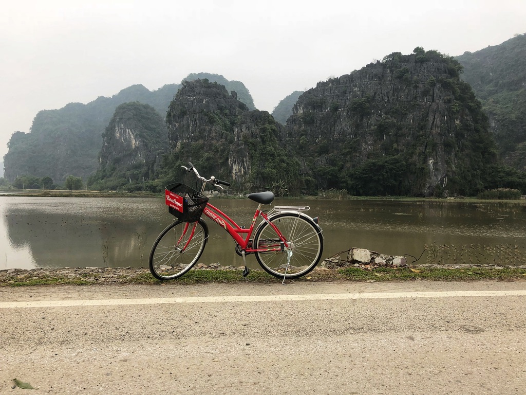 Biking around the rice field in Tam Coc is a fun way to see the landscape