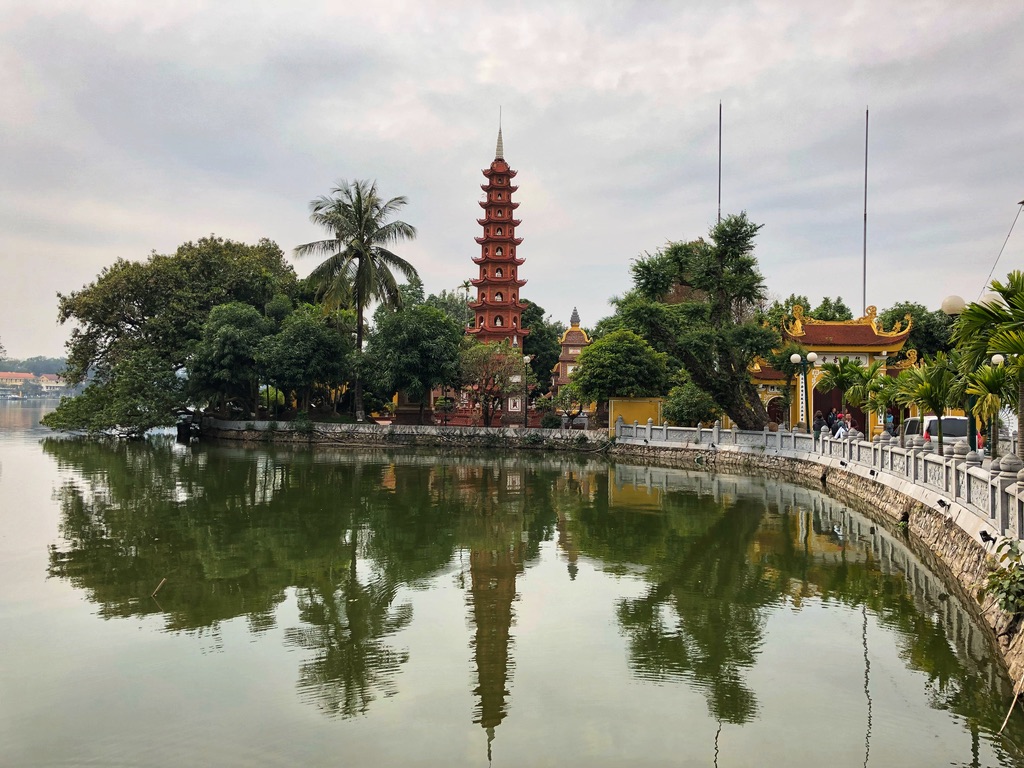 Tran Quoc Pagoda is a Buddhist temple built on a small island in Hanoi
