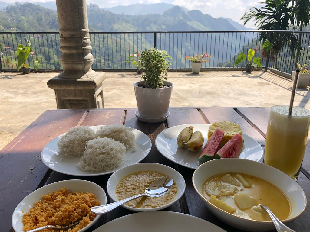 Breakfast with views of the hills of Ella