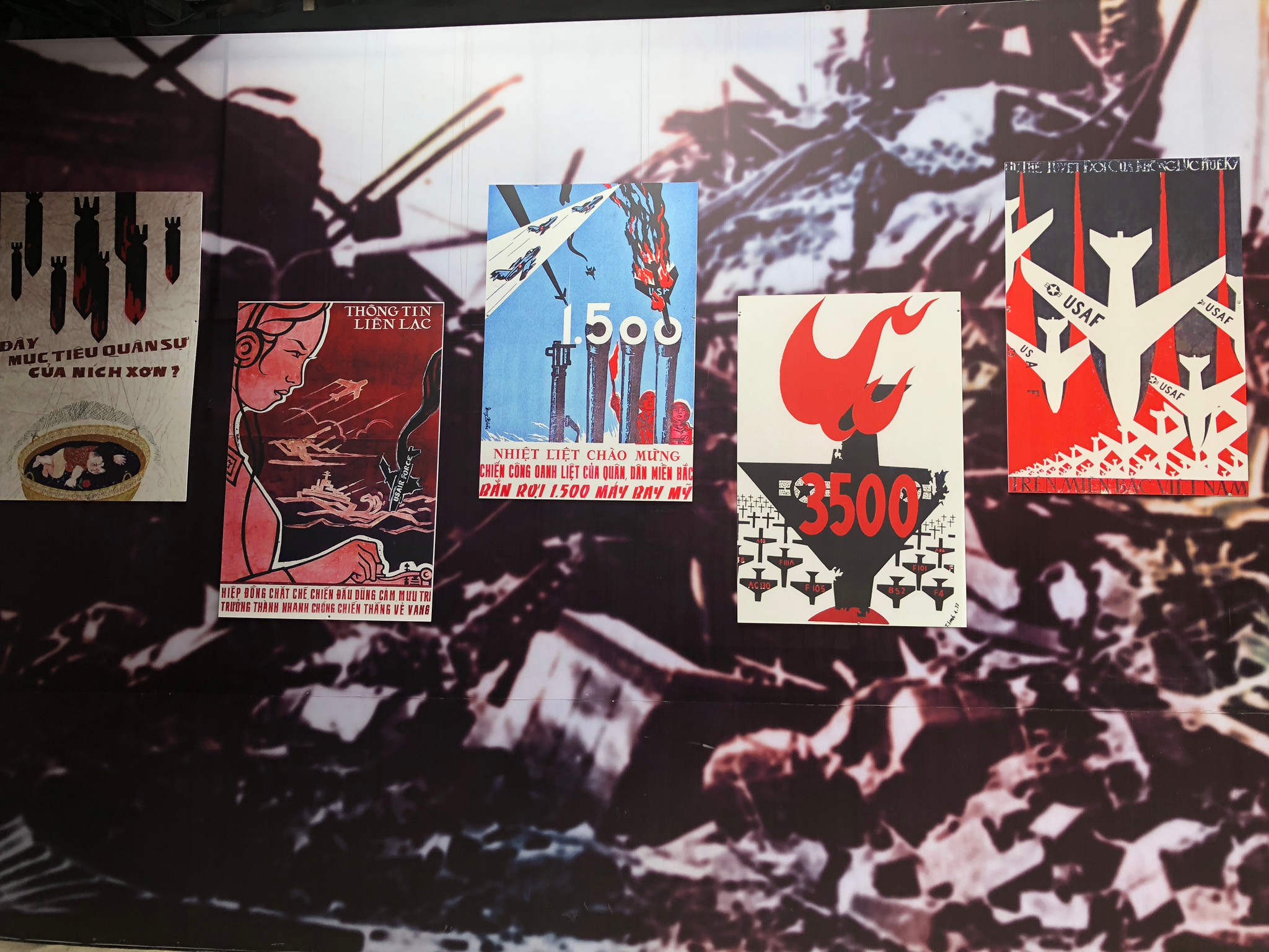 War propaganda inside the Hoa Lo Prison museum
