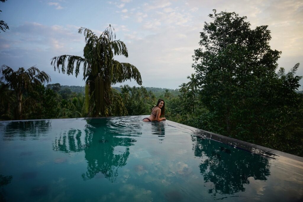 Enjoying the pool at my hotel accommodation in Mirissa