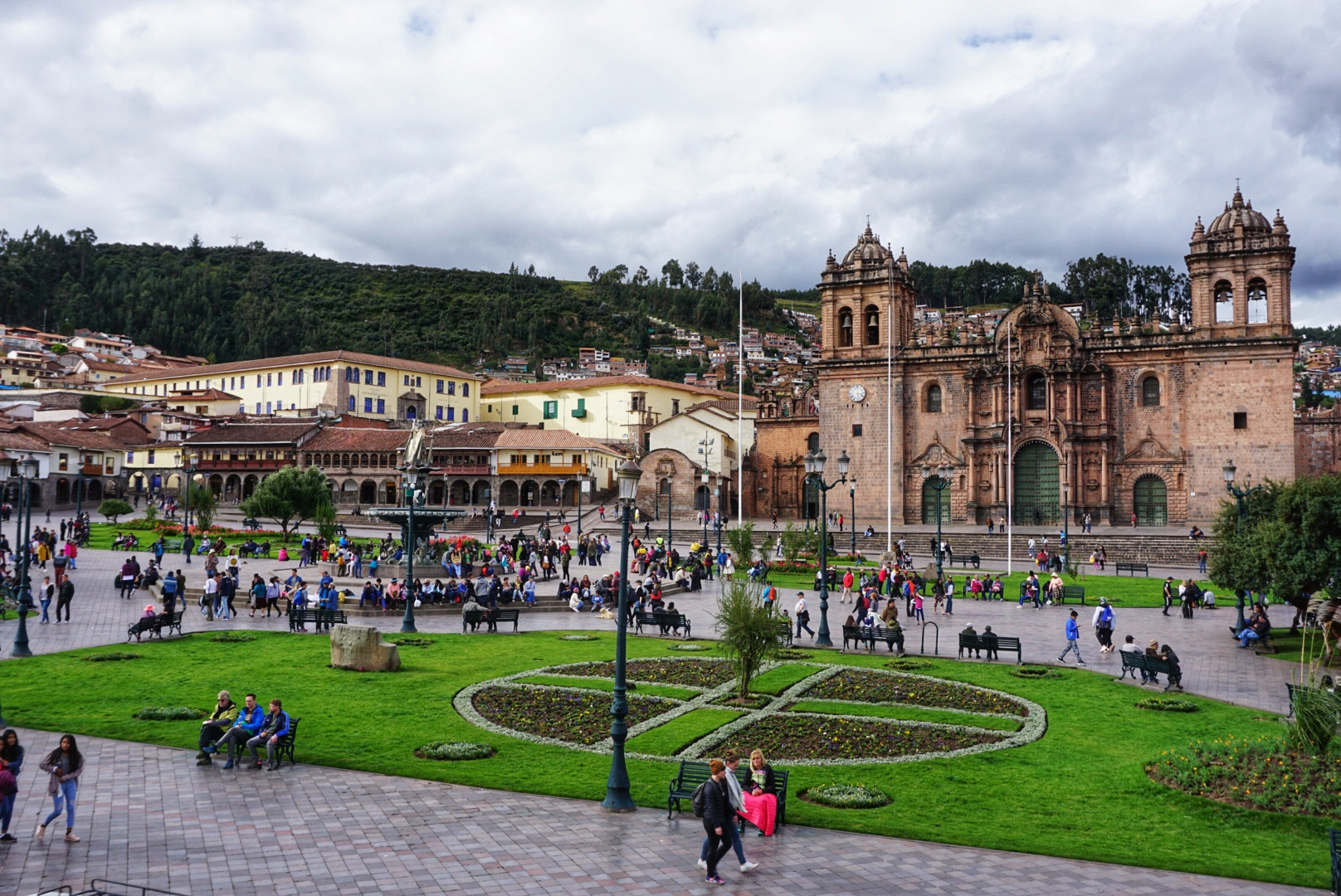 The beautiful Plaza De Armas square in the historic city center of Cusco, Peru.