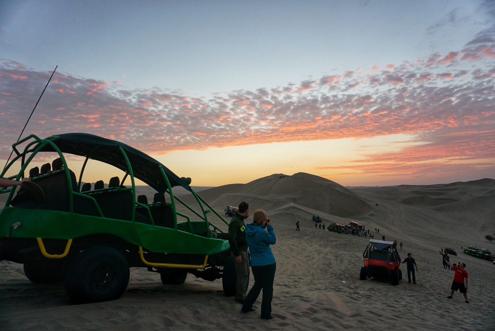 Watching the sunset after a dune buggy ride. 