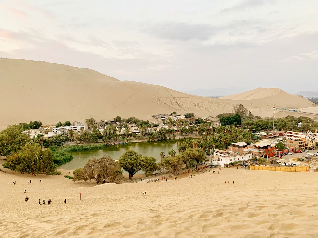 Huacachina, Peru is a tiny town surrounded by sand dunes