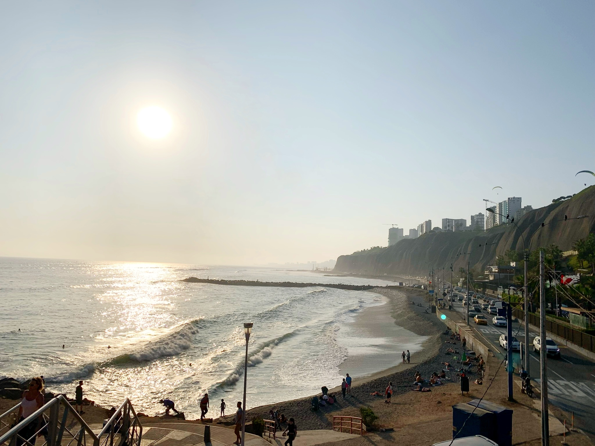 The city of Lima is known for beautiful cliffs and Pacific beach costal views.