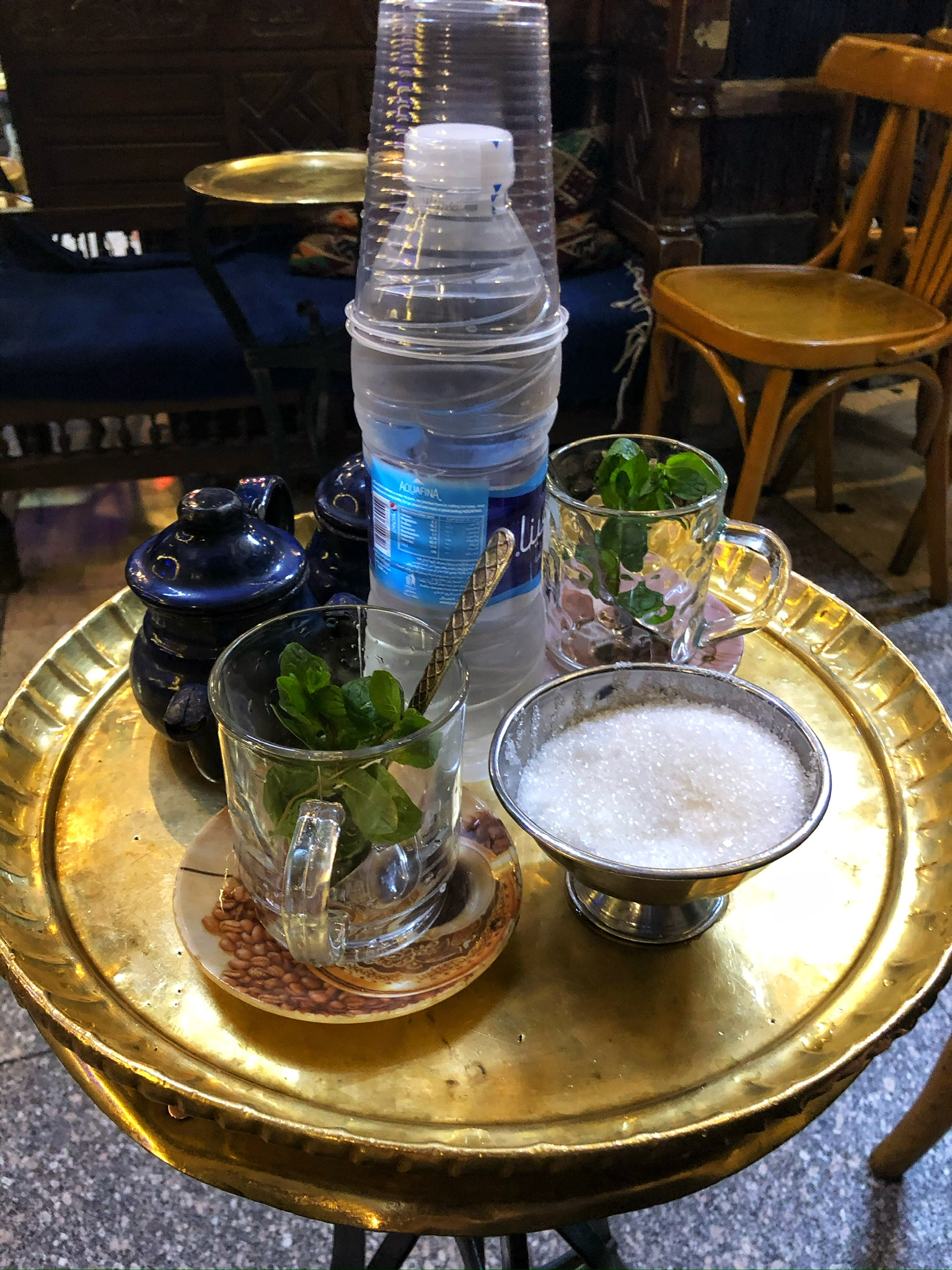 Drinking mint tea at a cafe
