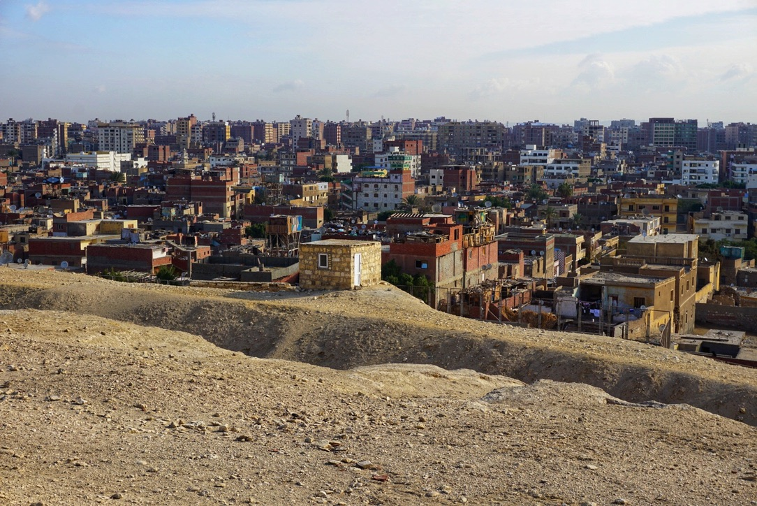 A view of the city of Cairo from the Giza Pyramids