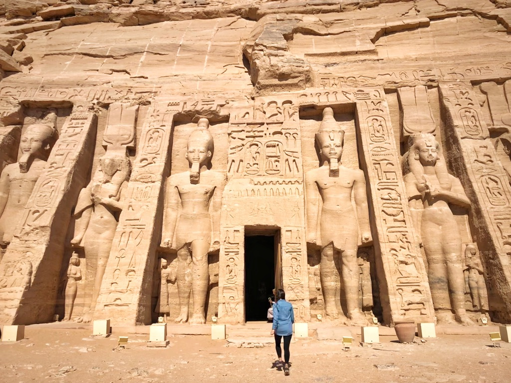 Walking into the smaller of the 2 Abu Simbel Temples