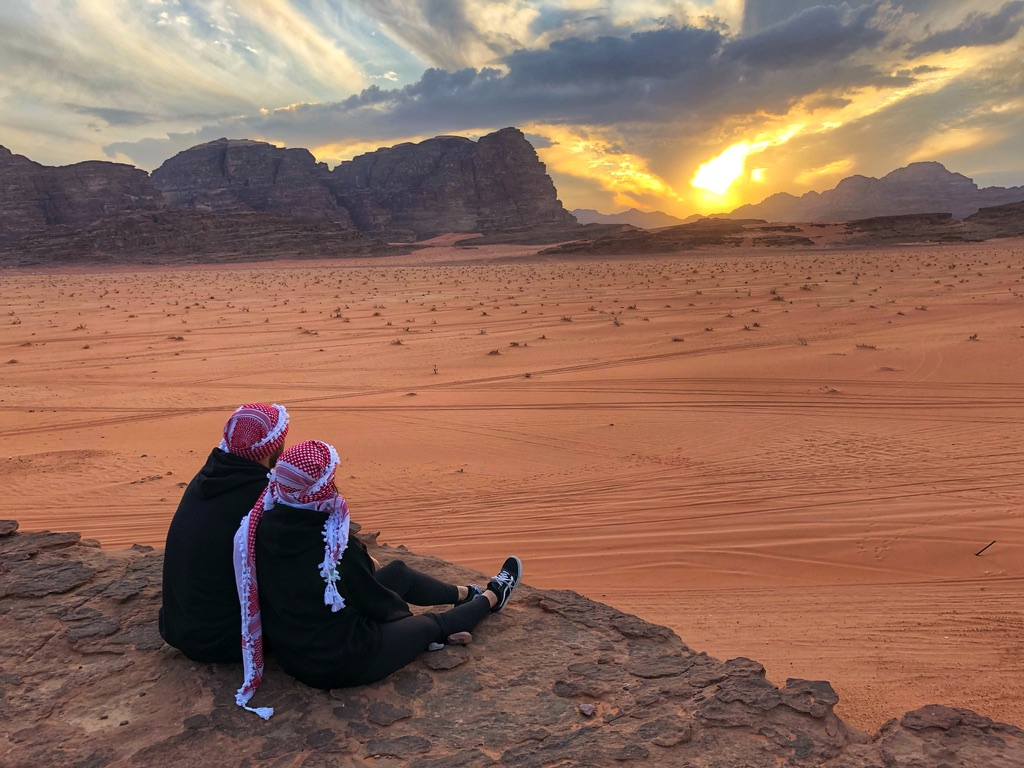 Incredible sunset in the Wadi Rum desert