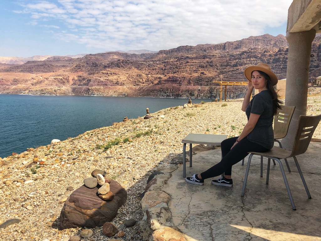 Overlooking the Dead Sea from our chalet patio