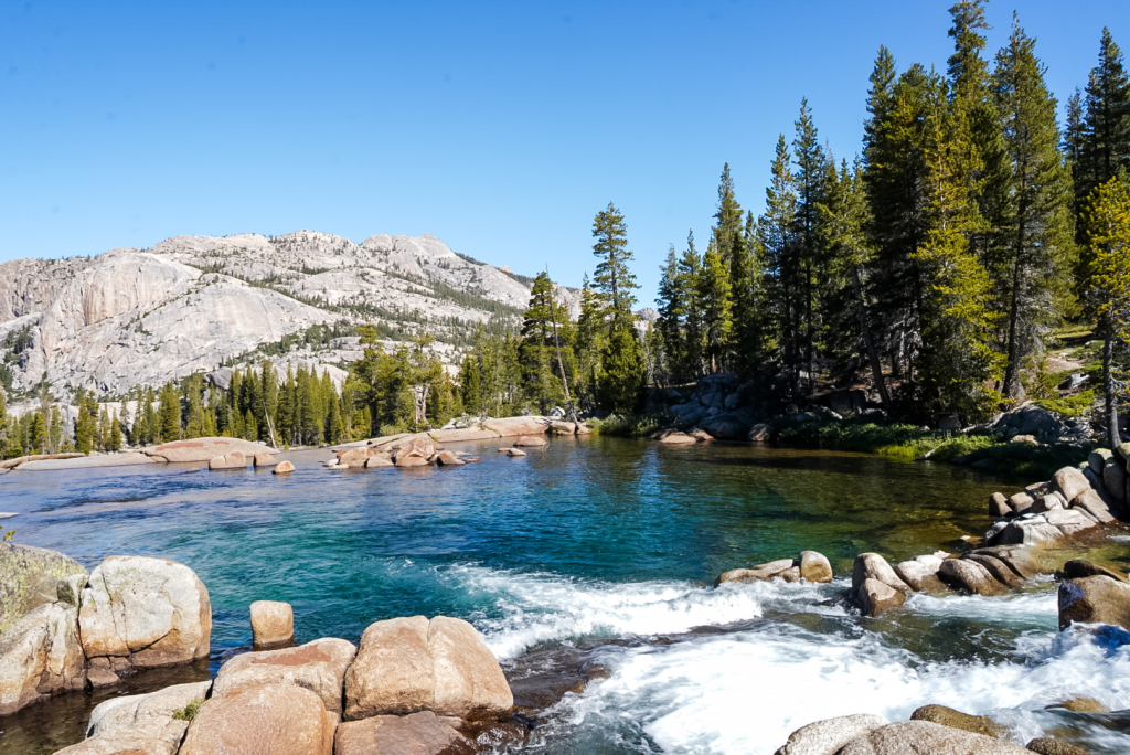 Water cascades and pools along the Glen Aulin Hike, Yosemite