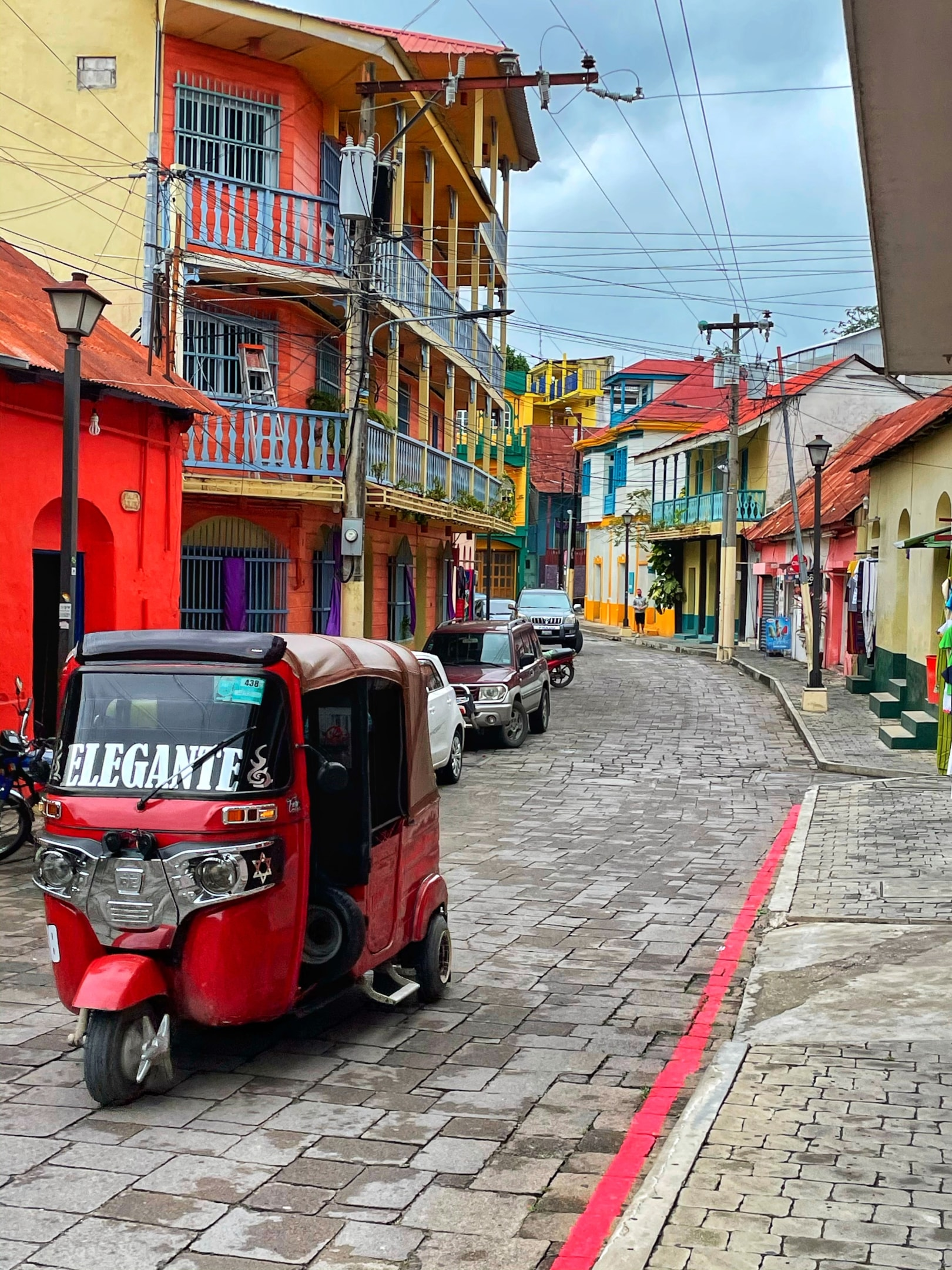 Colorful buildings and streets of Flores Island, Guatemala